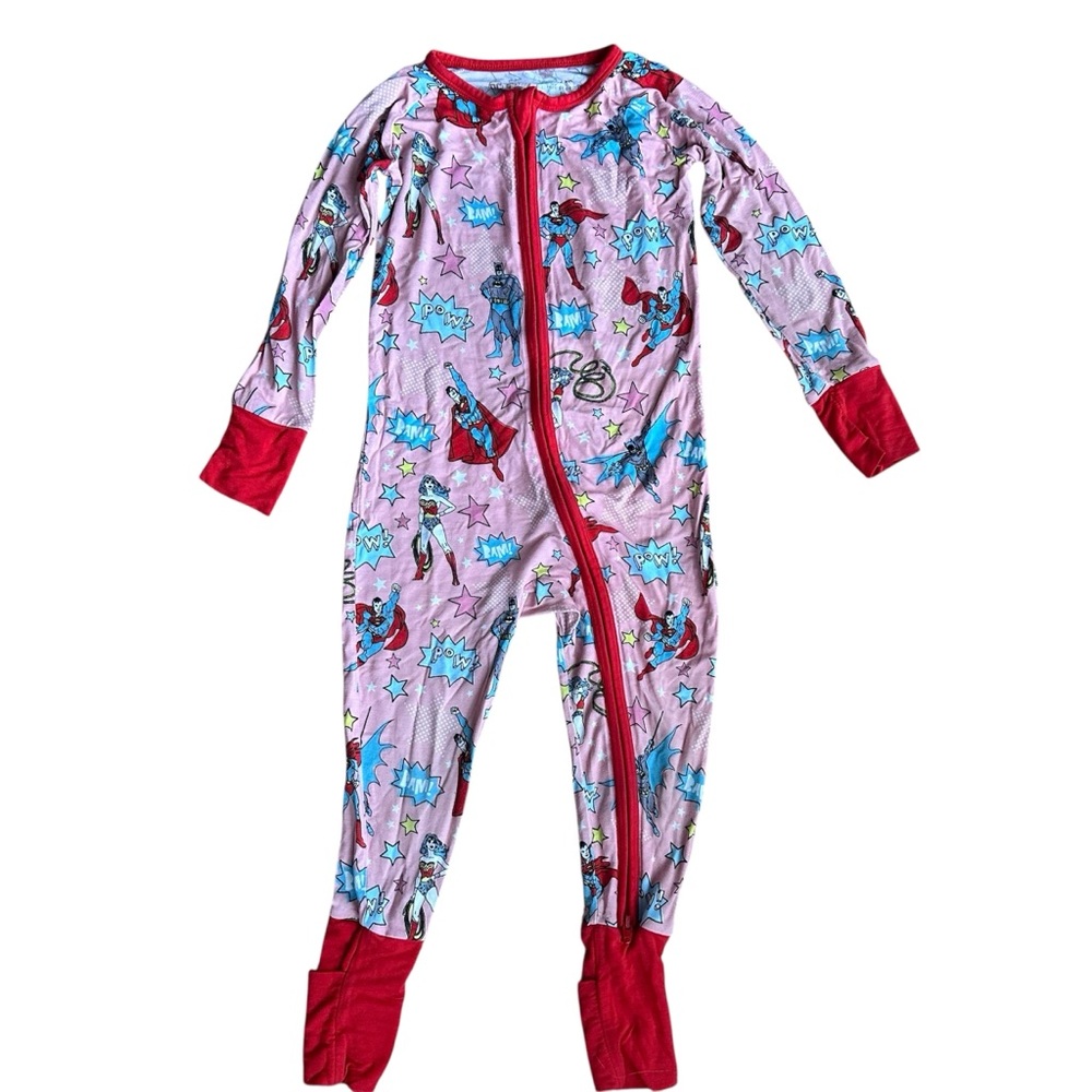Little Sleepies DC Justice League Bamboo Zippy 18-24 Months Pink Super Hero